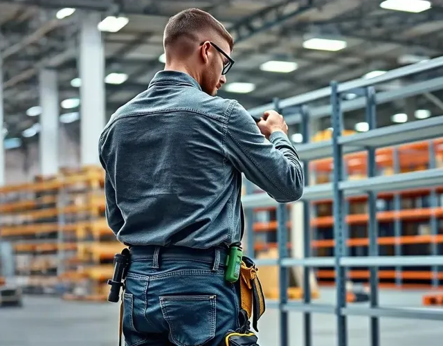 Regal Monteur bei der Arbeit